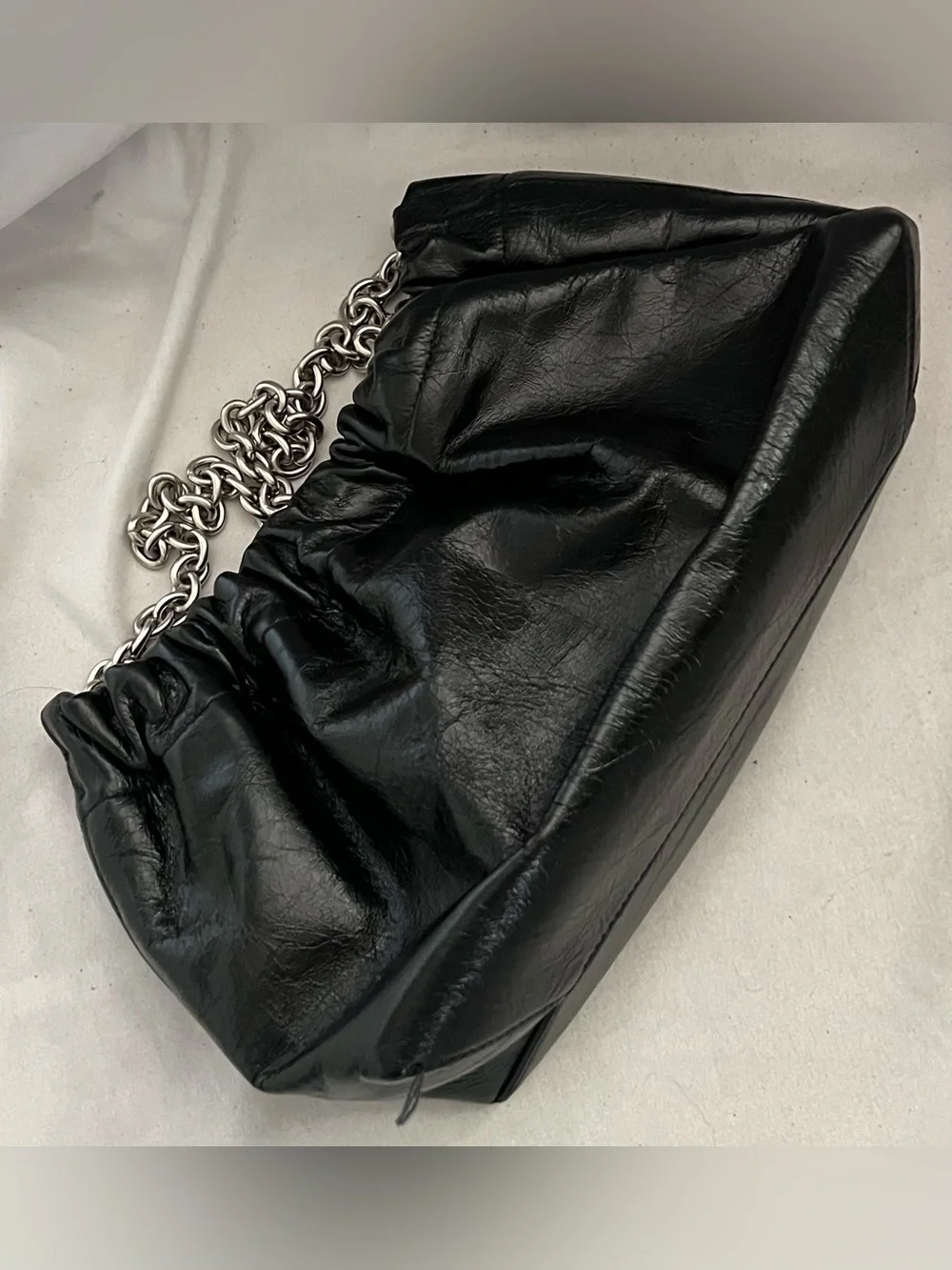 Reformation DAHLIA Black Leather Chain Bag $348 New